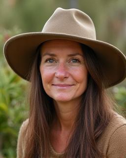 Portrait of Amy Jones, Founder, amid native bush landscape