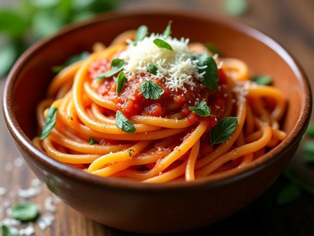 Bush tomato pasta with fresh native herbs and parmesan